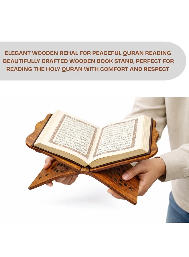 ARABIQO Wooden Quran Folding Stand (Rehal/Rahle) – Arabic Islamic Book Holder for Quran, Foldable Wooden Quran Stand for Ramadan, Salah & Daily Recitation, Home & Masjid Use (Medium) - Image 3